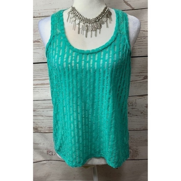 EUC Vanity Distressed Lace Tank Top - Picture 1 of 6